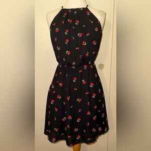 Klaxons Black Cherry Print Mini Dress sm